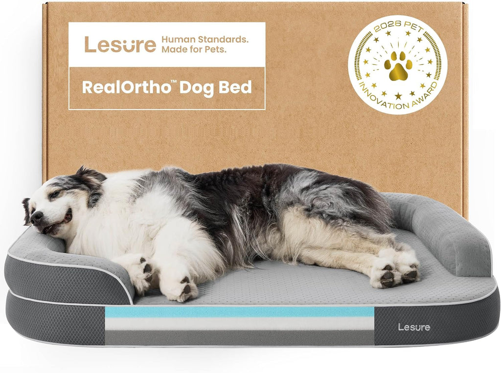 LE SURE RealOrtho™ XL Pro 3-Layer Orthopedic Extra Large Dog Bed,45" Grey