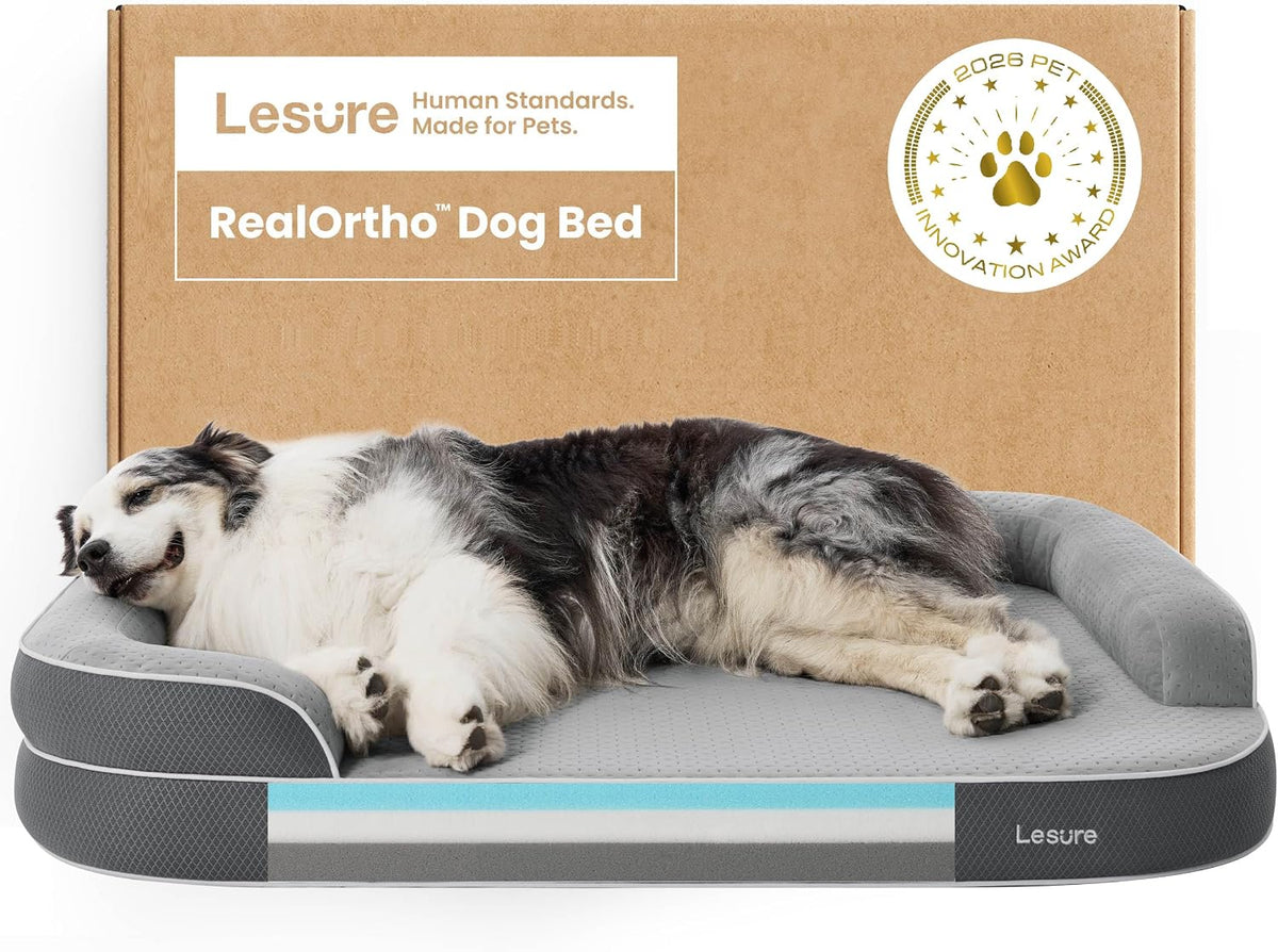 LE SURE RealOrtho™ XL Pro 3-Layer Orthopedic Extra Large Dog Bed,45" Grey
