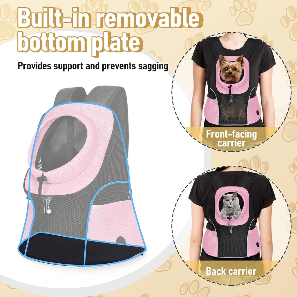 WOYYHO Pet Dog Carrier Backpack, Ventilated Mesh Small Dog Front Backpack