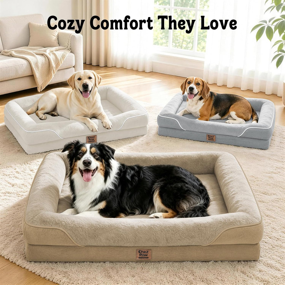 Chez Paw Waterproof Orthopedic Dog Bed for Large and Extra Large Dogs