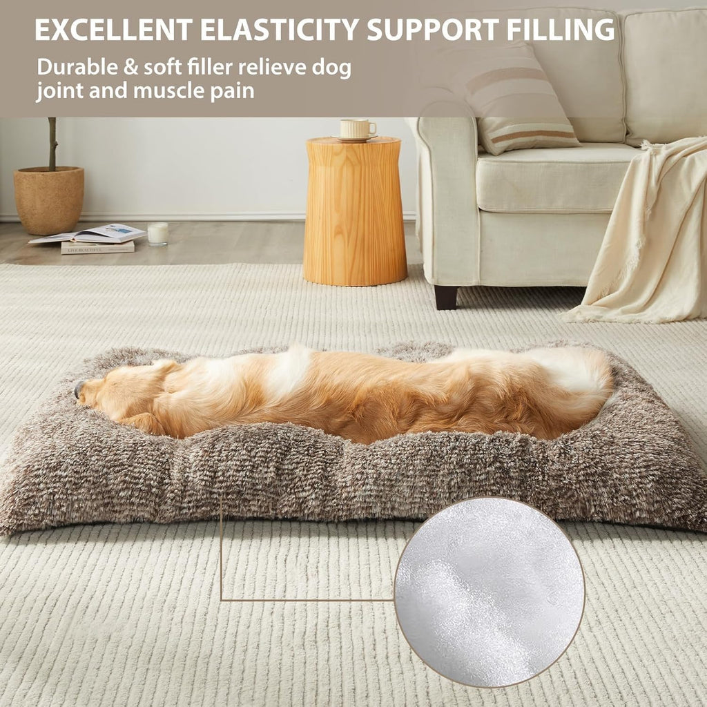 BFPETHOME Dog Bed for Large Dogs, Plush Kennel Pad for Sleeping &Ease Anxiety, Washable Mats with Anti-Slip Bottom - 53 x 36 inch
