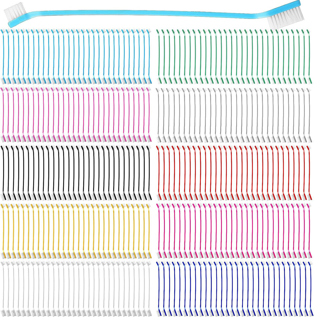 300 Pcs Pet Toothbrush Bulk, Double Sided Dog Cat Tooth Brush, 10 Colors | Soft Bristles, Long Handle, Small Dog Puppy Teeth Cleaning, Bulk Dog Toothbrush Set