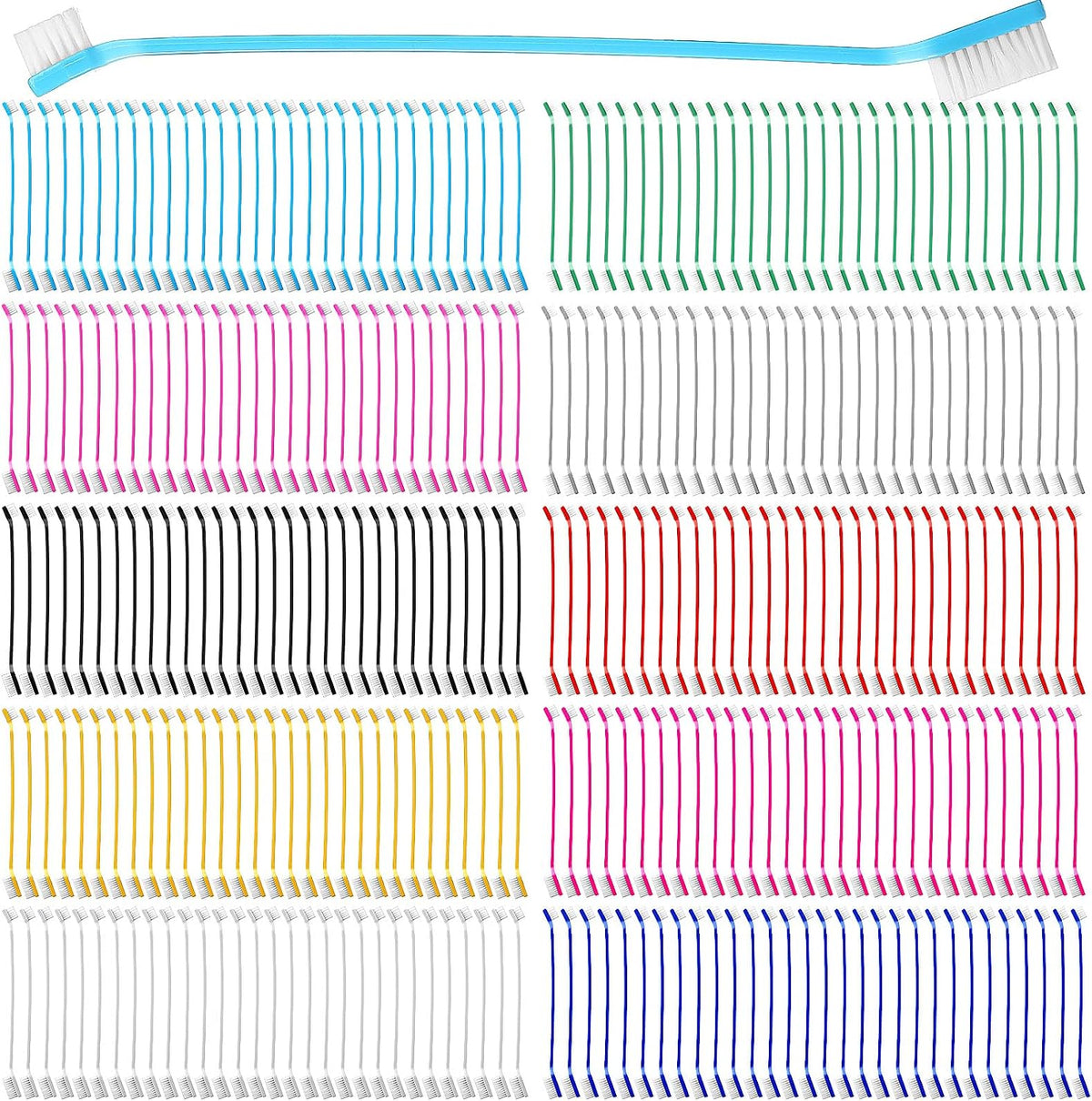 300 Pcs Pet Toothbrush Bulk, Double Sided Dog Cat Tooth Brush, 10 Colors | Soft Bristles, Long Handle, Small Dog Puppy Teeth Cleaning, Bulk Dog Toothbrush Set