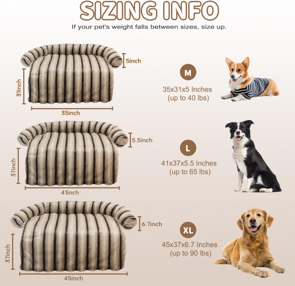 WATANIYA PET Large Dog Couch Bed, Fluffy Washable Couch Protector for Dogs with Removable Cover, Non-Slip Dog Sofa Bed, 41x37 Inch, Brown