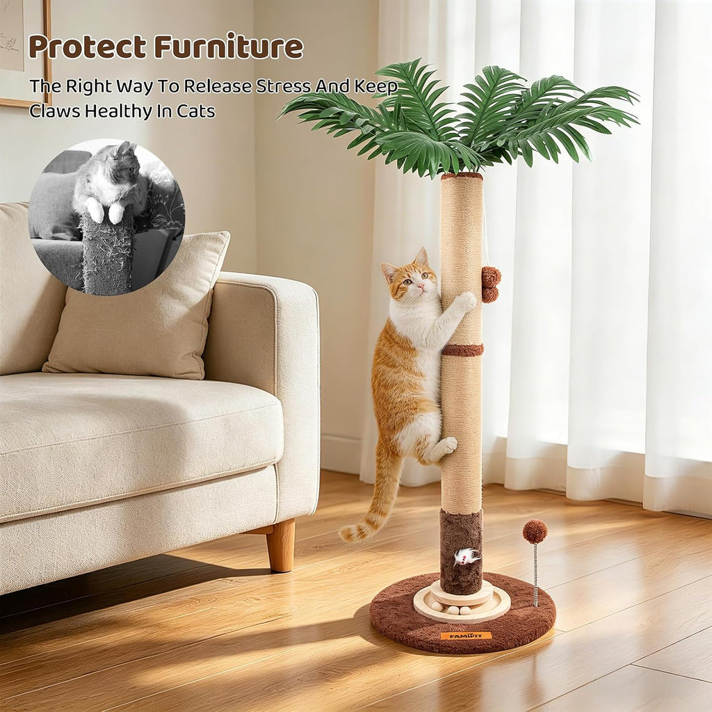 【Material Upgrade】 Famifit 53.6" Palm Tree Cat Scratching Post, Tall Tree