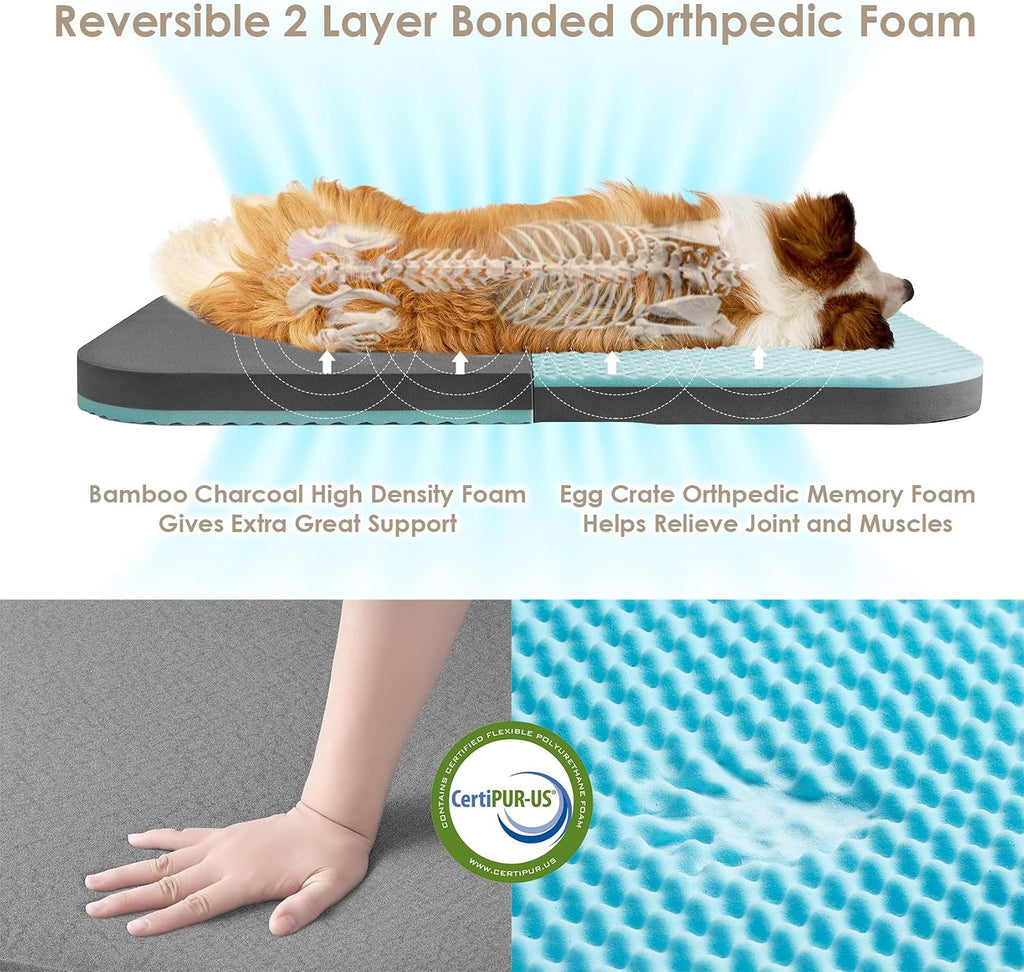 EHEYCIGA Foldable XXL Dog Bed for Large Sized Dog - 54x38x7.5, Faded Black
