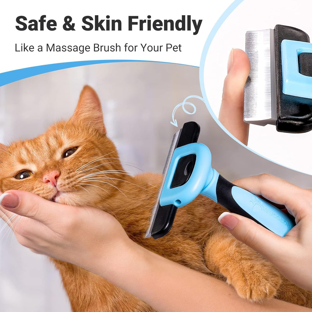 MIU COLOR Pet Grooming Brush, Deshedding Tool for Dogs & Cats, Blue | Effectively Reduces Shedding by up to 95%,Safe and Comfortable for Short Medium and Long Pet Hair 