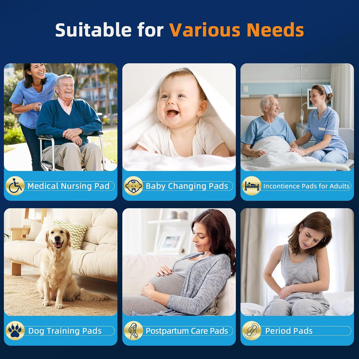 AAY Disposable Bed Pads with Adhesive Strips 36" x 36" (50 Count) | Extra Large Heavy Duty Incontinence Underpads, Super Absorbent 3XL Chucks Pee Pads for Adults, Kids, Pets, Puppy Training