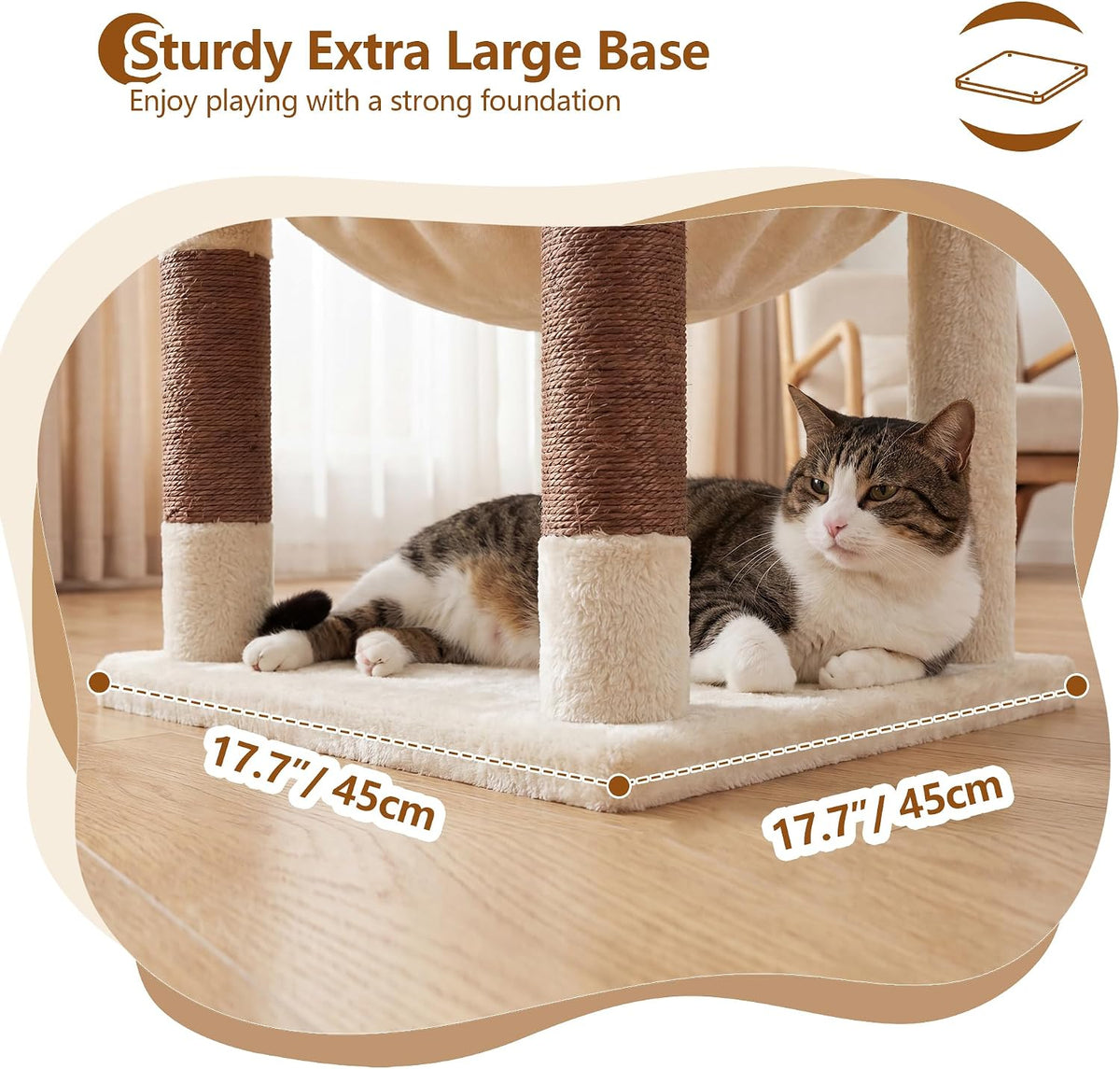 Heybly 53.1" Corner Cat Tree for Large Cats – Interactive Play HCT029MJ