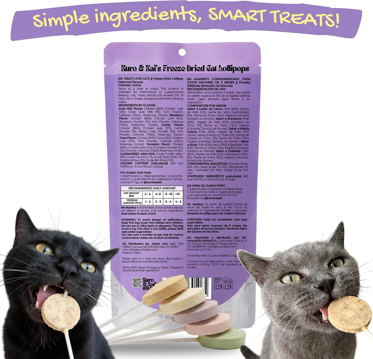 KURO & KAI Cat Lollipop Treats, Freeze Dried Chicken Pops, 5 Count