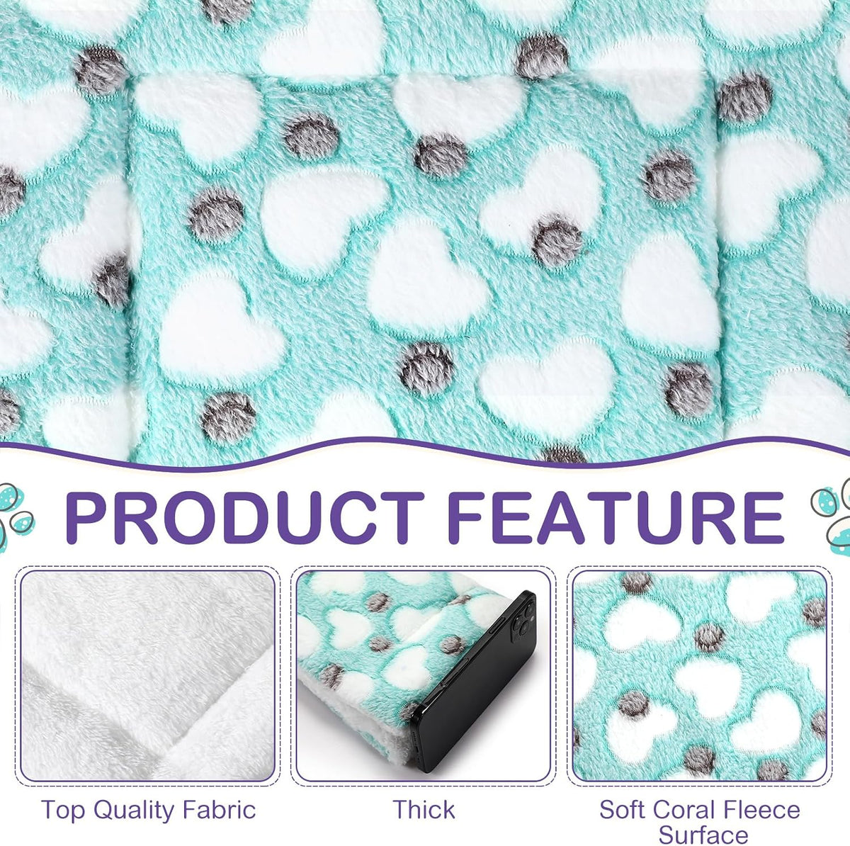 Haull 4 Pcs Waterproof Guinea Pig Bedding Mat, Heart, 13 x 18.5