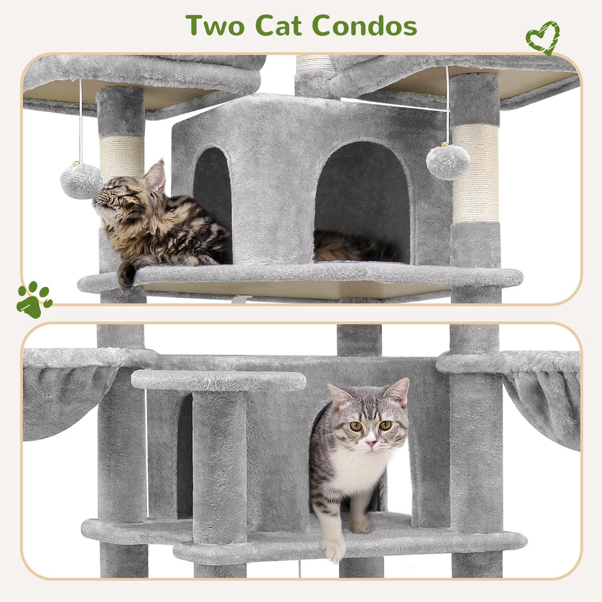 Globlazer Big XXL Cat Tower for Indoor Multiple Cats, F80, Light Grey