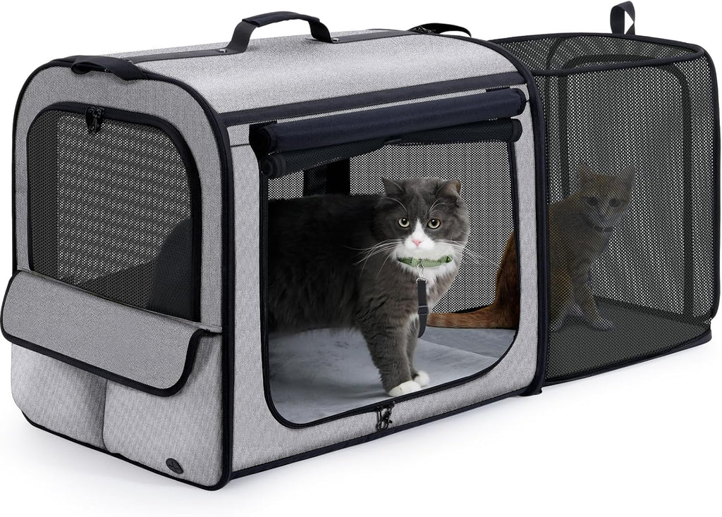 Dog Car Carrier Light Weight,Expandable,Foldable Dog Carrier, Gray