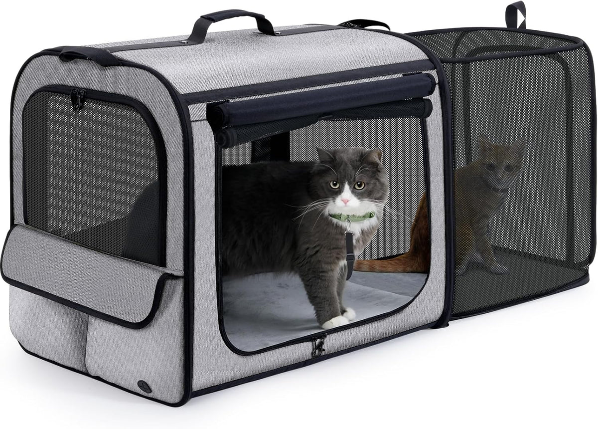 Dog Car Carrier Light Weight,Expandable,Foldable Dog Carrier, Gray