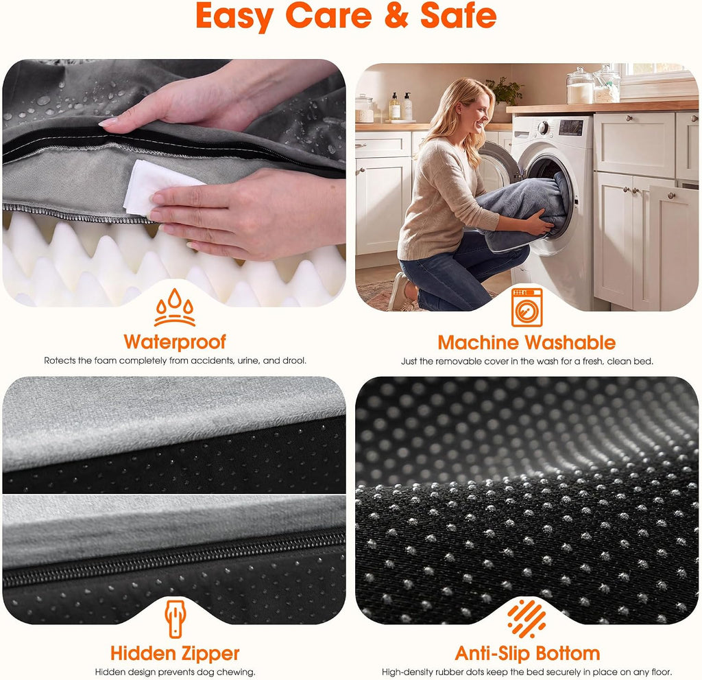 Waterproof Orthopedic Dog Bed for Extra Large Dogs with Bolster