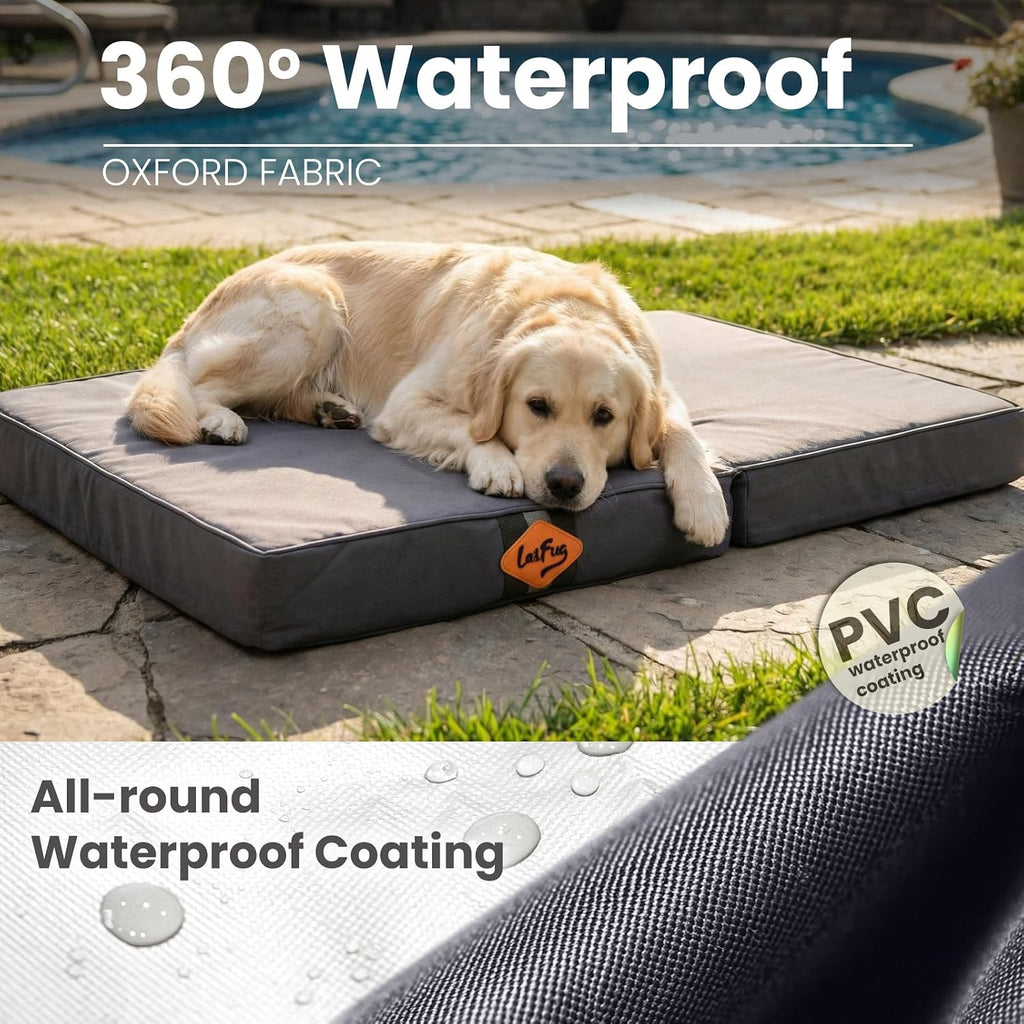 Laifug Outdoor Foldable Waterproof Dog Bed,Elephant Grey,(36''x27''x3.5'')
