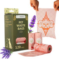 Extra Thick Dog Poop Bags Rolls, Leak-Resistant Pet Waste Bags, 120 Count (8 Rolls), 9x13 in Large, Lavender Scented, Fits Most Dispensers, Pink