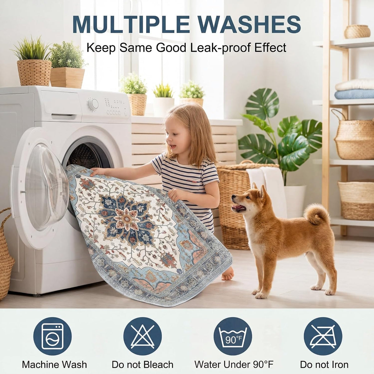 Washable Guinea Pig Pee Pads,Absorbent Reusable Guinea Pig Cage Liners,Waterproof,Leak-Proof & Non-Slip Potty Pads for Small Animals Rabbit Hamster Rat.(Blue Floral,24"x48")