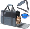JUNGYOUN Premium Cat Carrier - Pet Carrier for Cat & Small Dogs up to 15lbs - Airline Approved Travel Dog Carrier with Anti-Escape Zippers, Collapsible Travel Bowl & Padded Strap