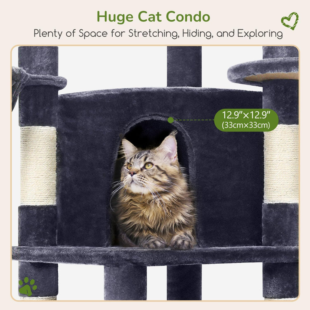 Globlazer Corner Cat Tree Tower with Scratching Post, C51, Dark Grey