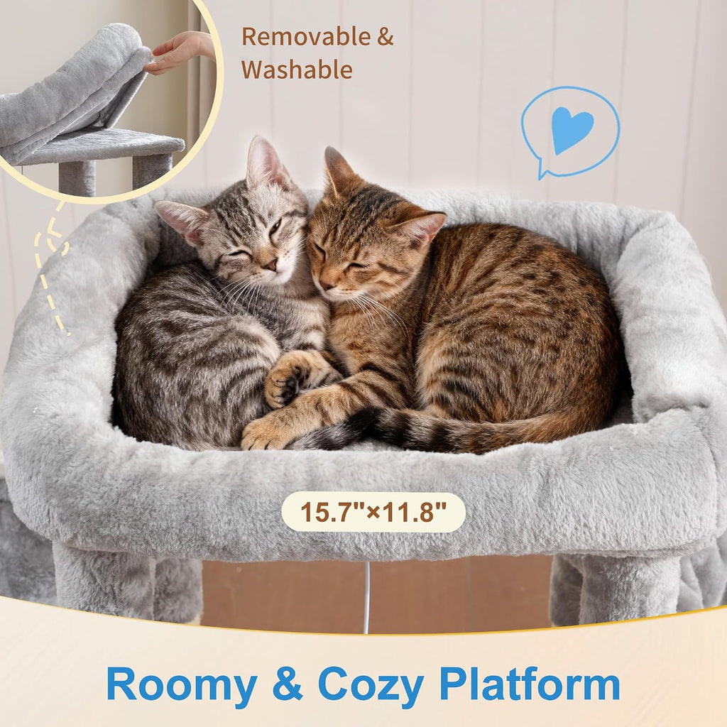 Hey-brother Cat Tree Tower with Large Platform, Spacious Condo, MPJ060W