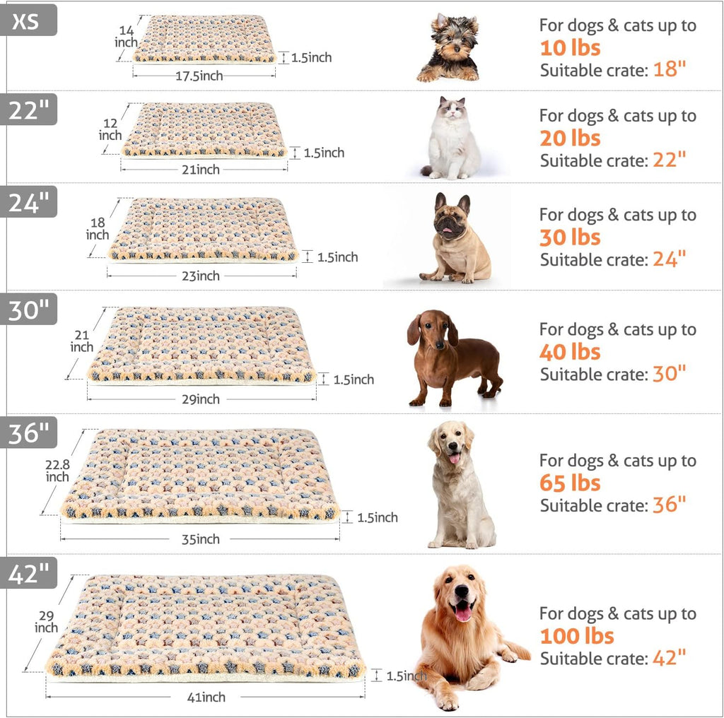 Mora Pets Dog Bed Crate Pad Ultra Soft Pet Mat Star Print 22 Inch Brown