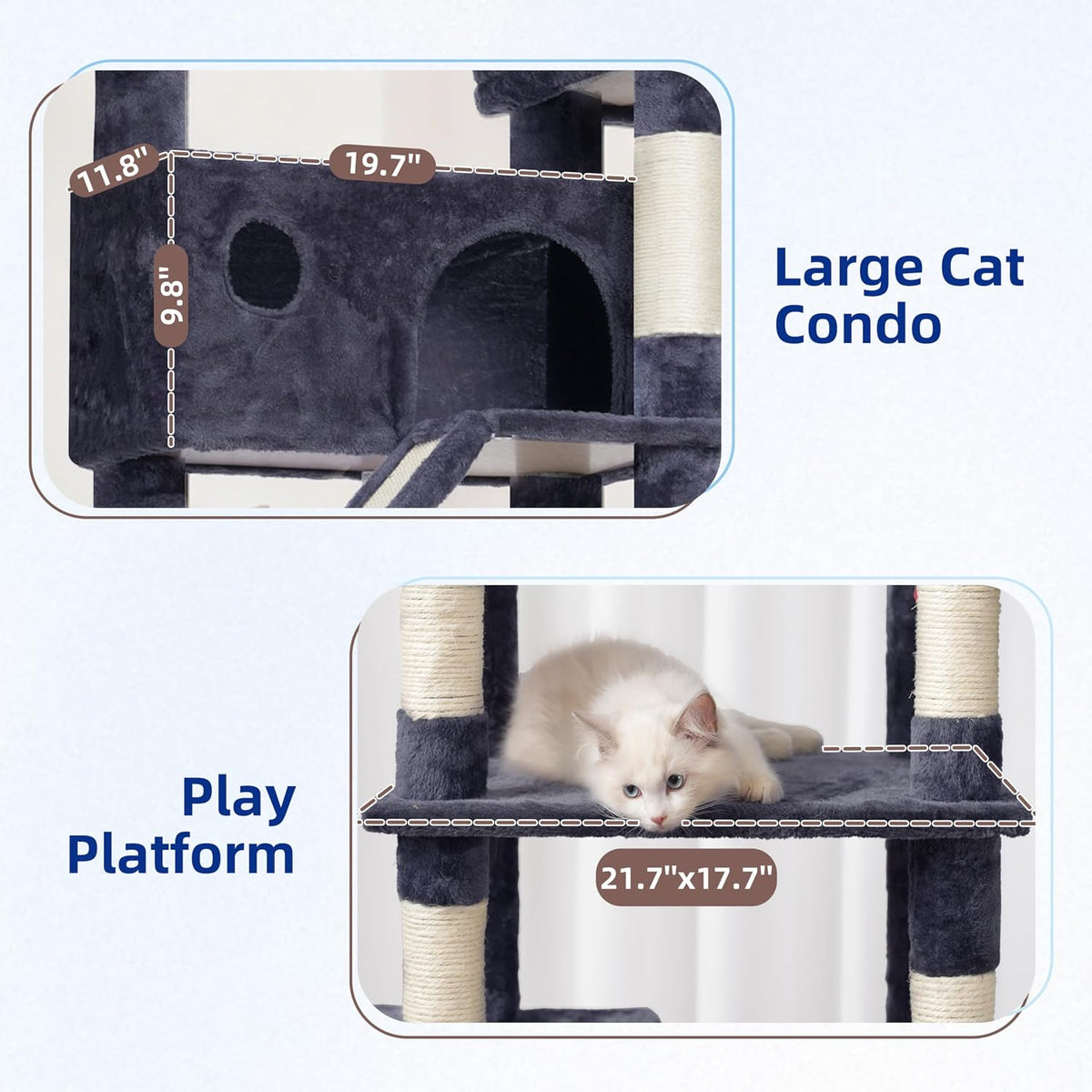 Gitelsnour Tall Cat Tree Tower for for Multiple Cats, Large Condo, GCT031G