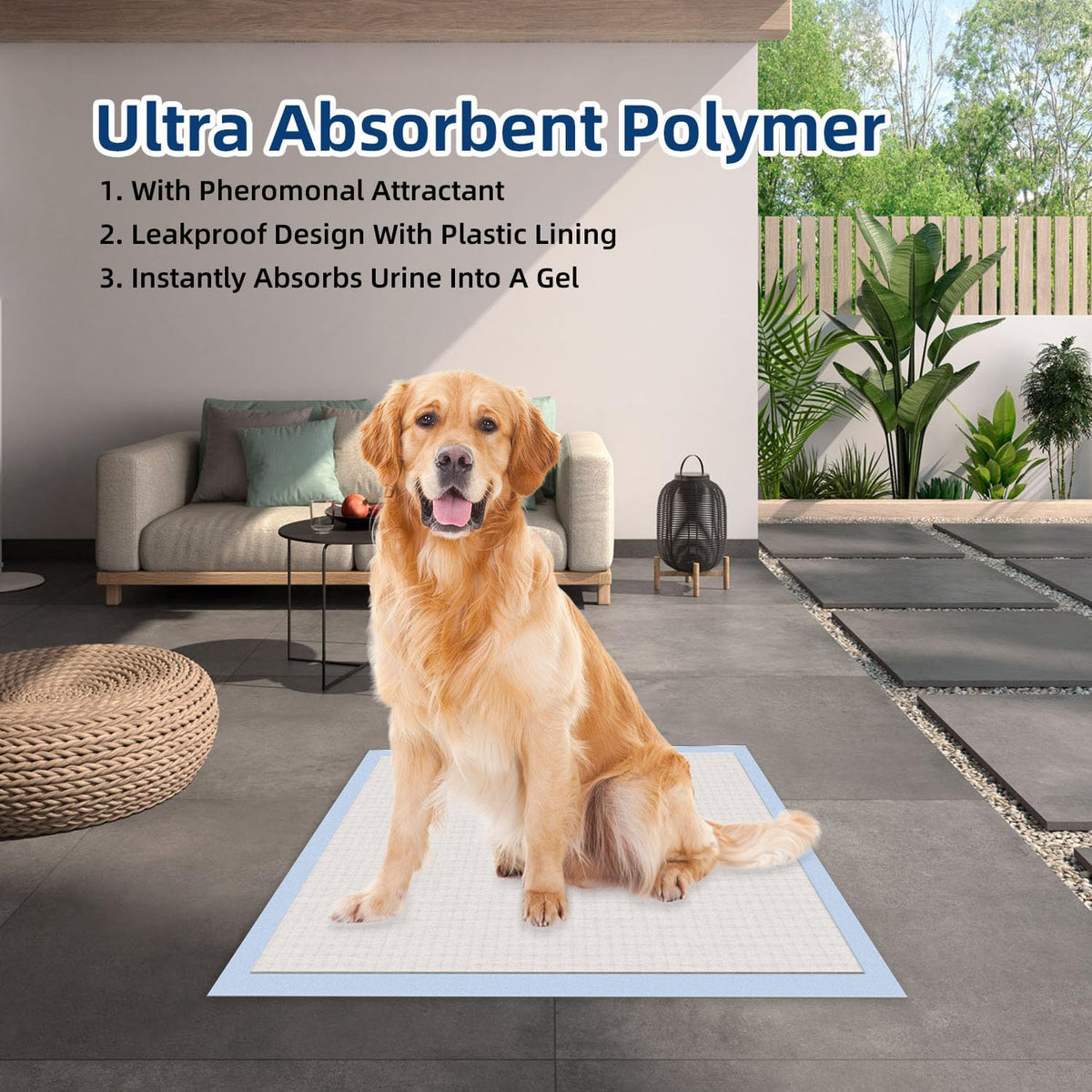 Honey Care All-Absorb 28"x44" Gigantic Dog and Puppy Training Pads, XXXL Dog Incontinence Training Pads, Made in The USA Dog Pee Pads(25 Count),White / Blue