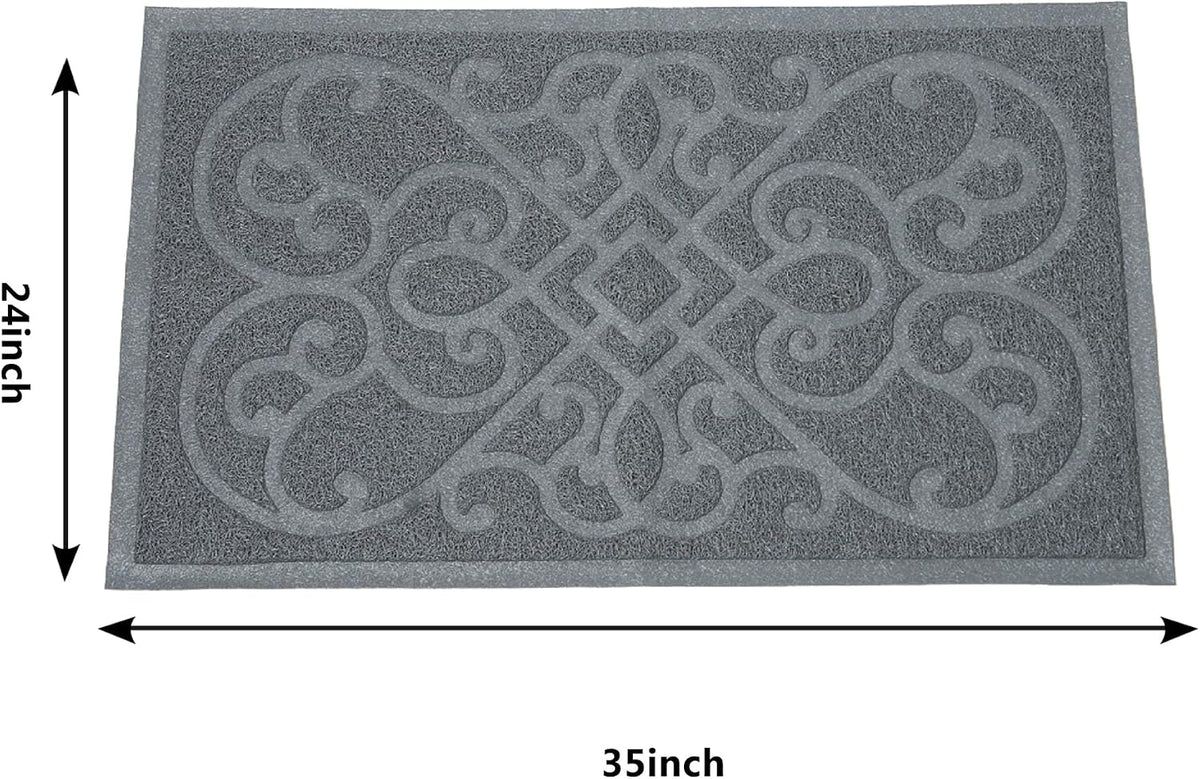 PetLike Cat Litter Box Mat, Thick Kitty Litter Trapping Mat, Durable,Waterproof &Washable with Non-Slip Backing, Soft on Kitty Paws and Easy to Clean, BPA Free 35x24,Light Grey