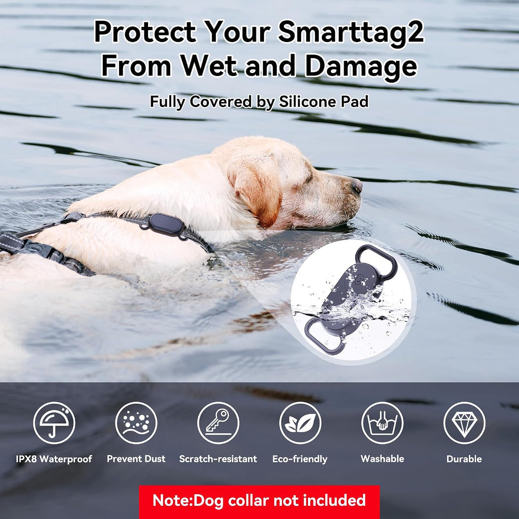 Dog Collar Holder for Galaxy Smart tag 2,Waterproof Silicone Case,2 Pack