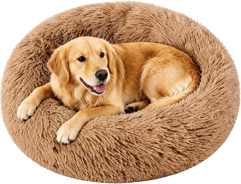 Large Dog Bed, Washable Plush Donut Dog Bed, 36 Inch