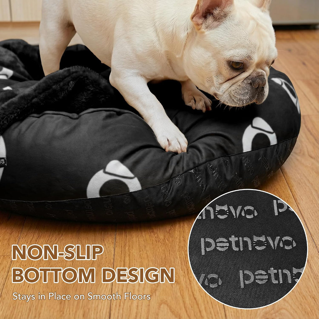 PETNOVO Dog Bed with Reversible Blanket for Cats and Small to Medium Dogs