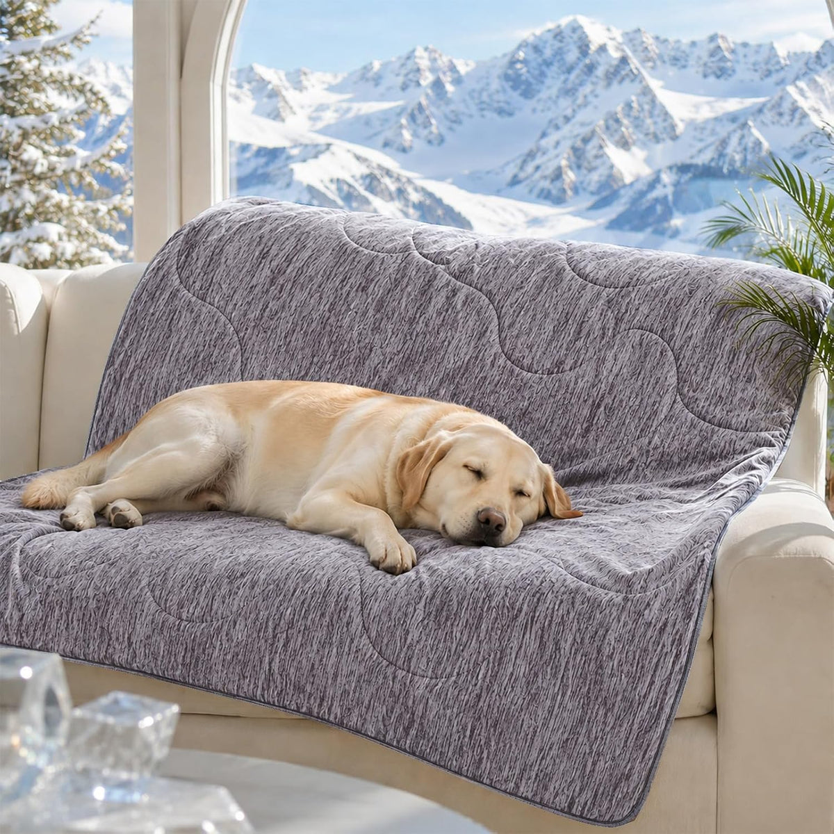 Cooling Blanket for Dogs. Dog Cooling Blankets for Large Dogs, Breathable Cooling Fabric, Cold Washable, Cooling Dog Blanket Durable Scratch-Resistant Soft Fabric for All Seasons, Steel Grey