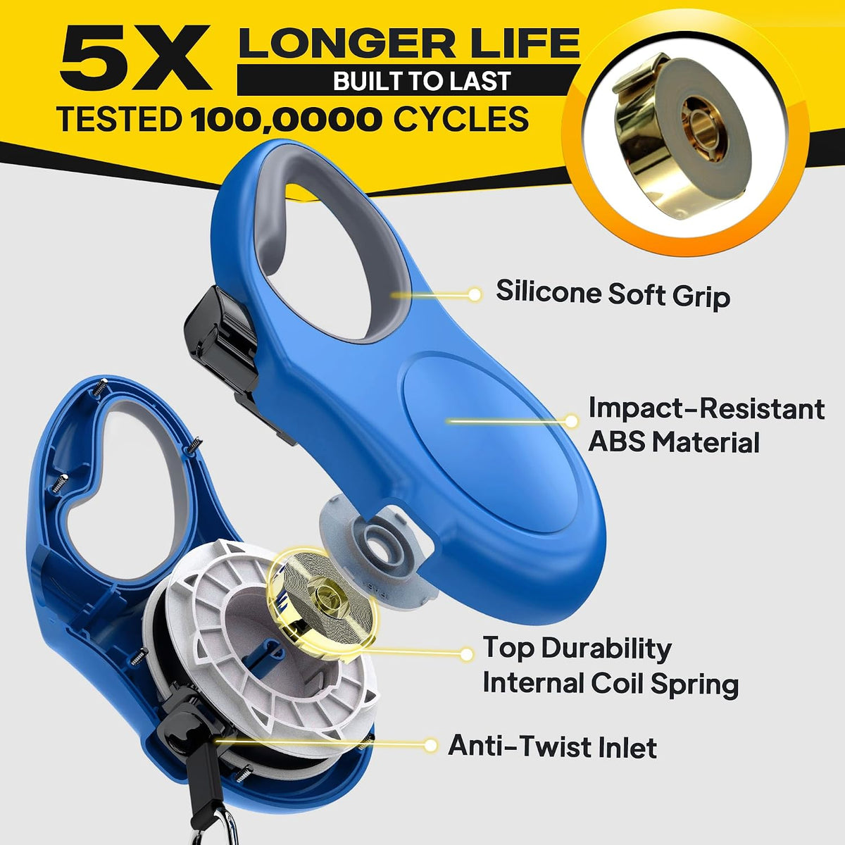 Fida Retractable Dog Leash, 16 ft Dog Walking Leash for Medium Dogs up to 44lbs, Tangle Free, Blue