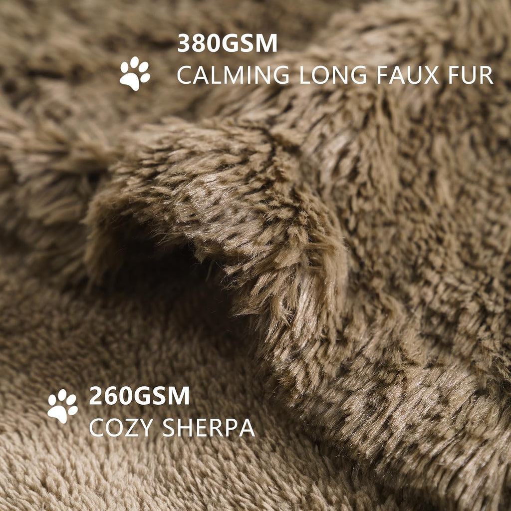 gogobunny Waterproof Dog Blanket for Couch & Furniture Protection - Super Soft Reversible Throw for Large Dogs & Cats, Calming Washable Fur & Sherpa Pet Blanket (40x50 Inch, Stone)