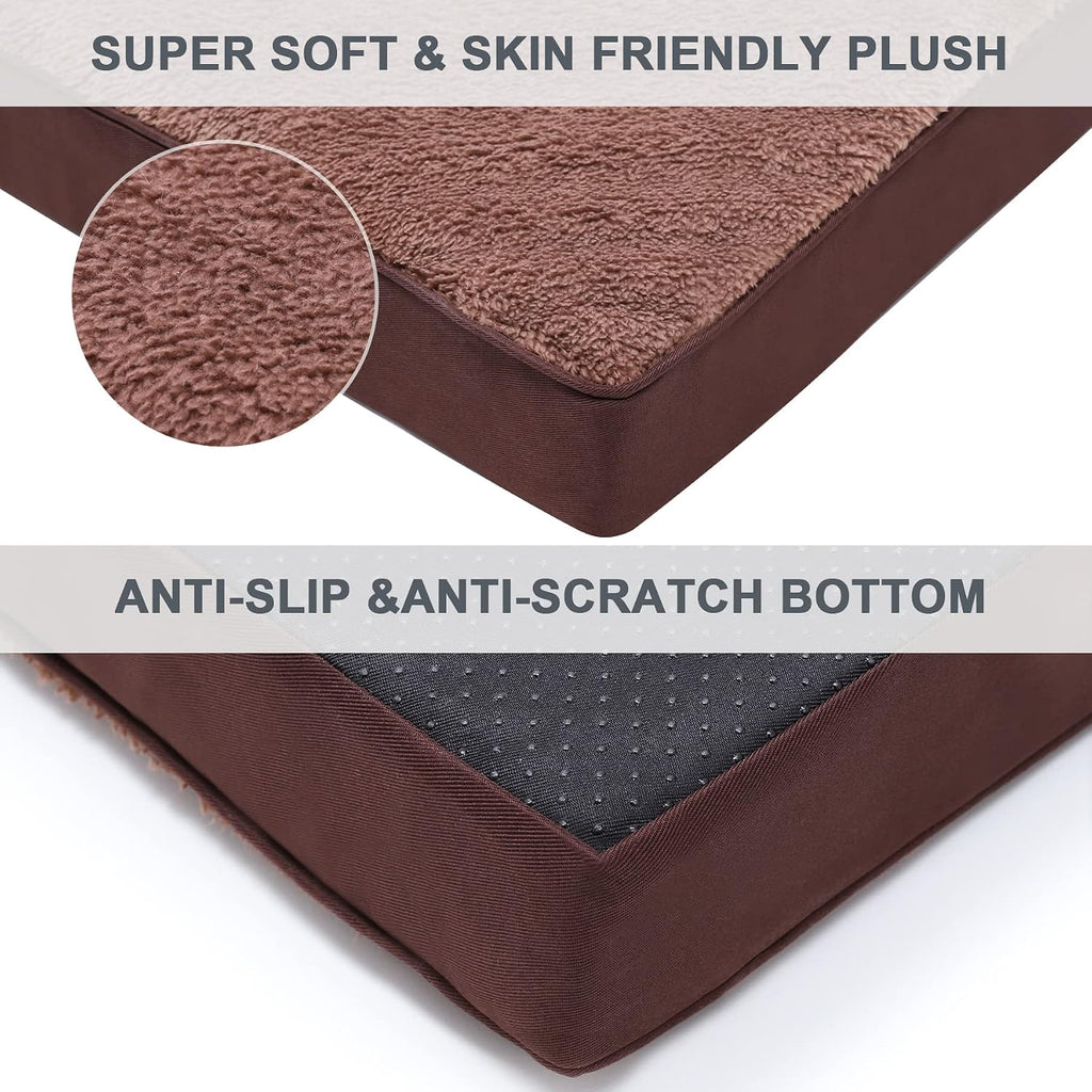 Waterproof Large Size Dog Crate Bed Orthopedic 41x27 Brown