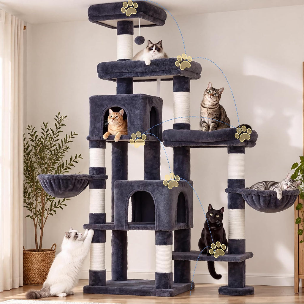 Hey-brother Cat Tree Tower with Stable Extended Base, 3 Platforms, MPJ038G