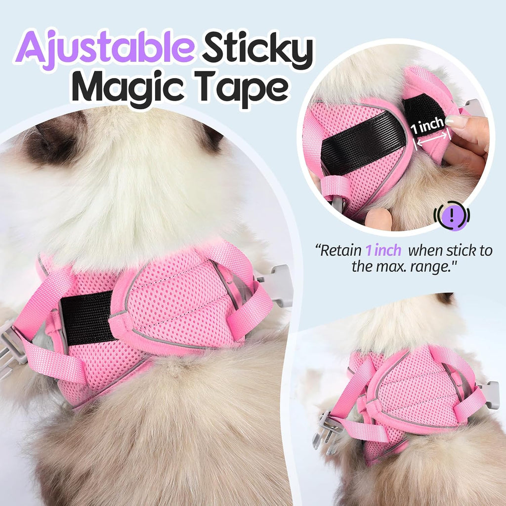 Dooradar Cat Harness and Leash Set, Easy-on Vest, Purple & Pink