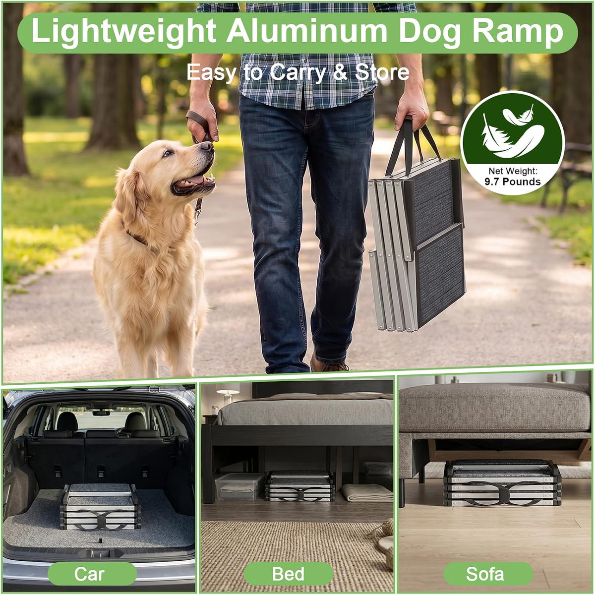 Dog Stairs for Car, Foldable Dog Ramp for Large Dogs, Pet Steps