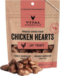 Vital Essentials Cat Treats, Chicken Hearts, Freeze Dried | Single Ingredient | 0.8 OZ | Pack of 6