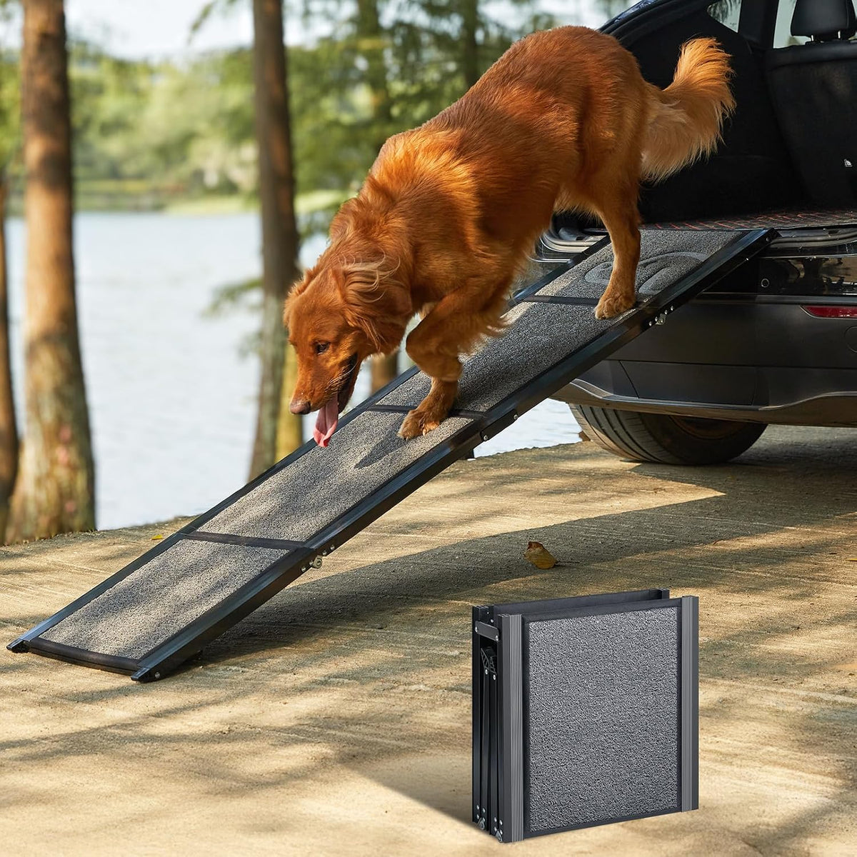 PetThem Dog Ramp for Car, 71" L × 19.7" W, Extra-Long Extra-Wide Foldable