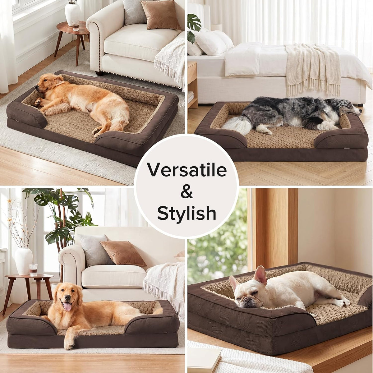 INVENHO Jumbo Orthopedic Dog Bed for Extra Large Dogs, Waterproof, Egg-Crate Foam Dog Couch Bed with Washable Removable Cover, Waterproof Lining and Nonskid Bottom