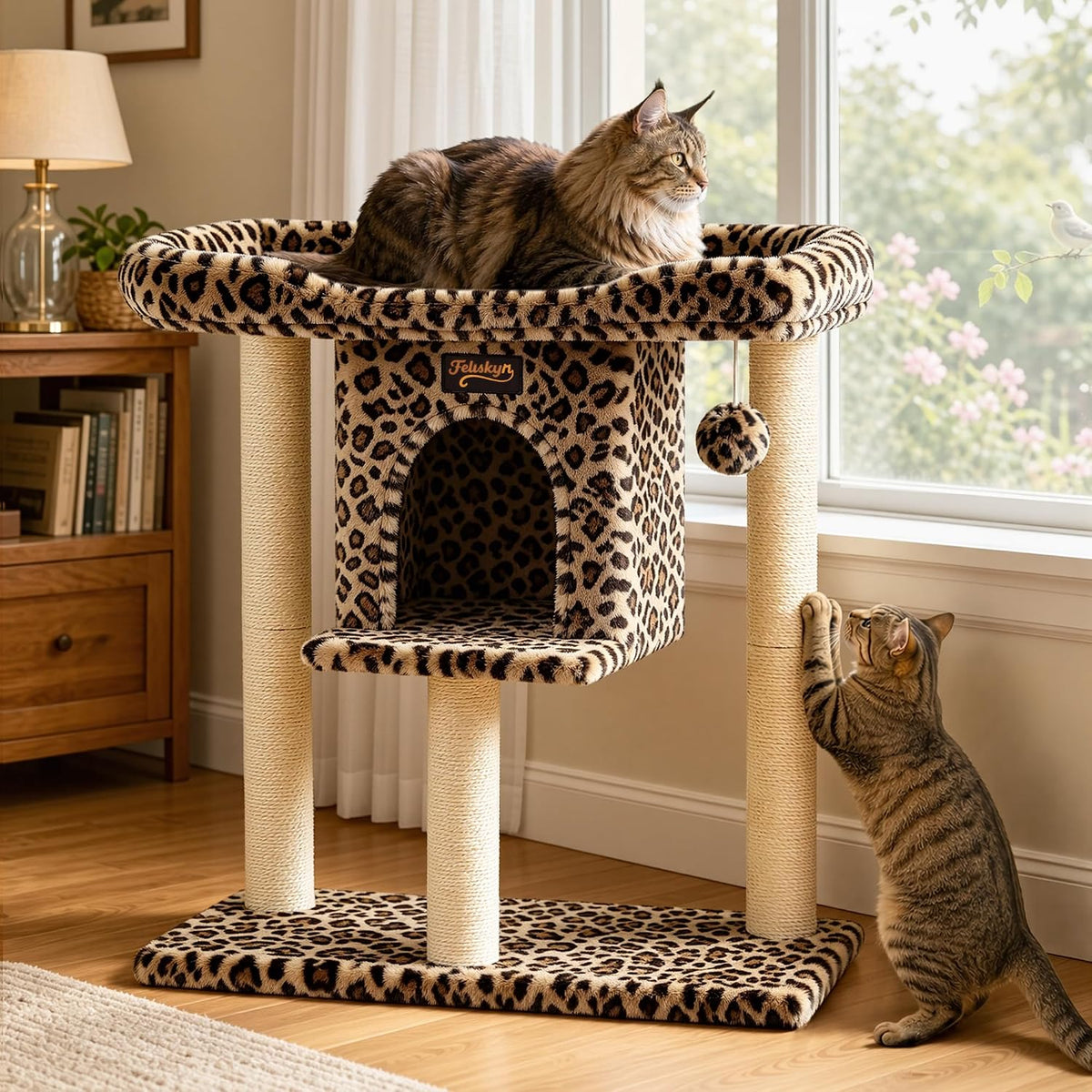 Cat Tree Tower Scratching Post for Indoor Large Adult Cats with Perch Bed