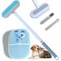 Pet Hair Remover Set, Magic Brush 4-in-1 Extended Handle & Electrostatic Glove for Cat Dog, Carpet Furniture Car Seats