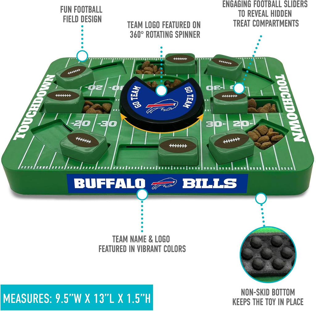 Pets First NFL Buffalo Bills Large Puzzle Toy for Dogs, Slow Feeder Board for Pets, New Bigger Size, Interactive Doggie Treat Toy