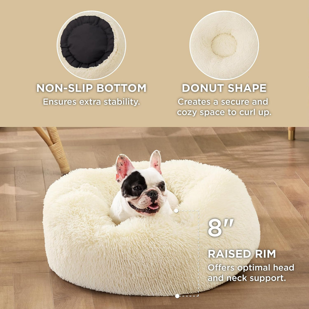 Bedsure Calming Small Dog Bed Donut Washable Cat＆Puppy Bed,23 inches