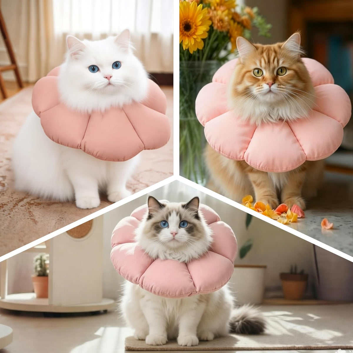 Soft Cat Cone Collar After Surgery,Cat Recovery Collar,Pink, Medium