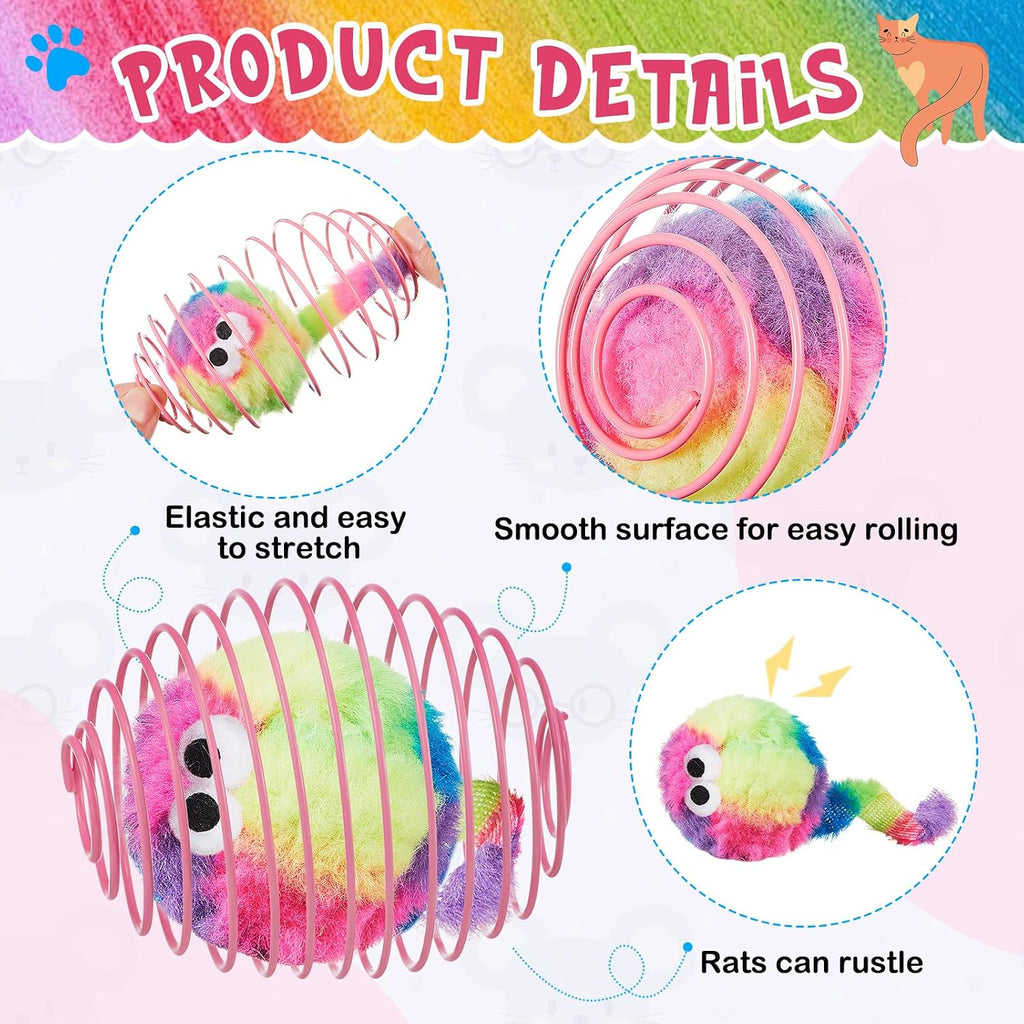 Jecery 5 Pcs Cat Toys Spring,Monster,Rainbow Color