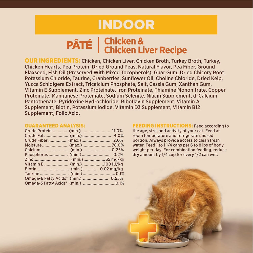 Wellness CORE+ Pate Adult Canned Wet Cat Food for Indoor Cats, Natural, Protein Rich, Grain Free, Chicken Recipe, 5.5 oz, Pack of 12 Cans