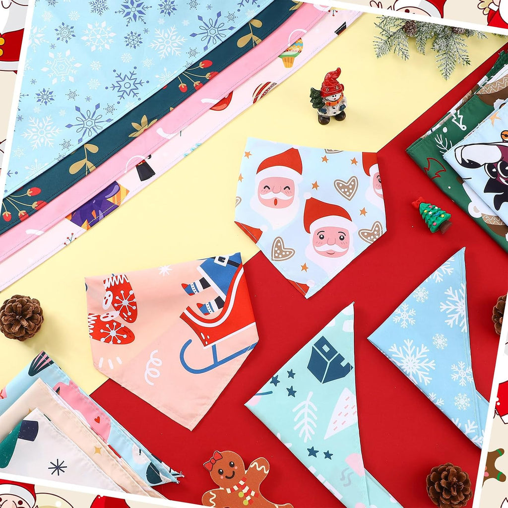 Huhumy 100 Pcs Christmas Dog Bandanas Bulk Christmas Bandanas for Dogs